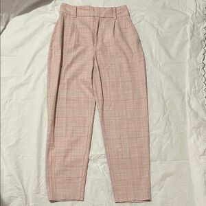 Zara Blush Checkered High Waisted Trousers